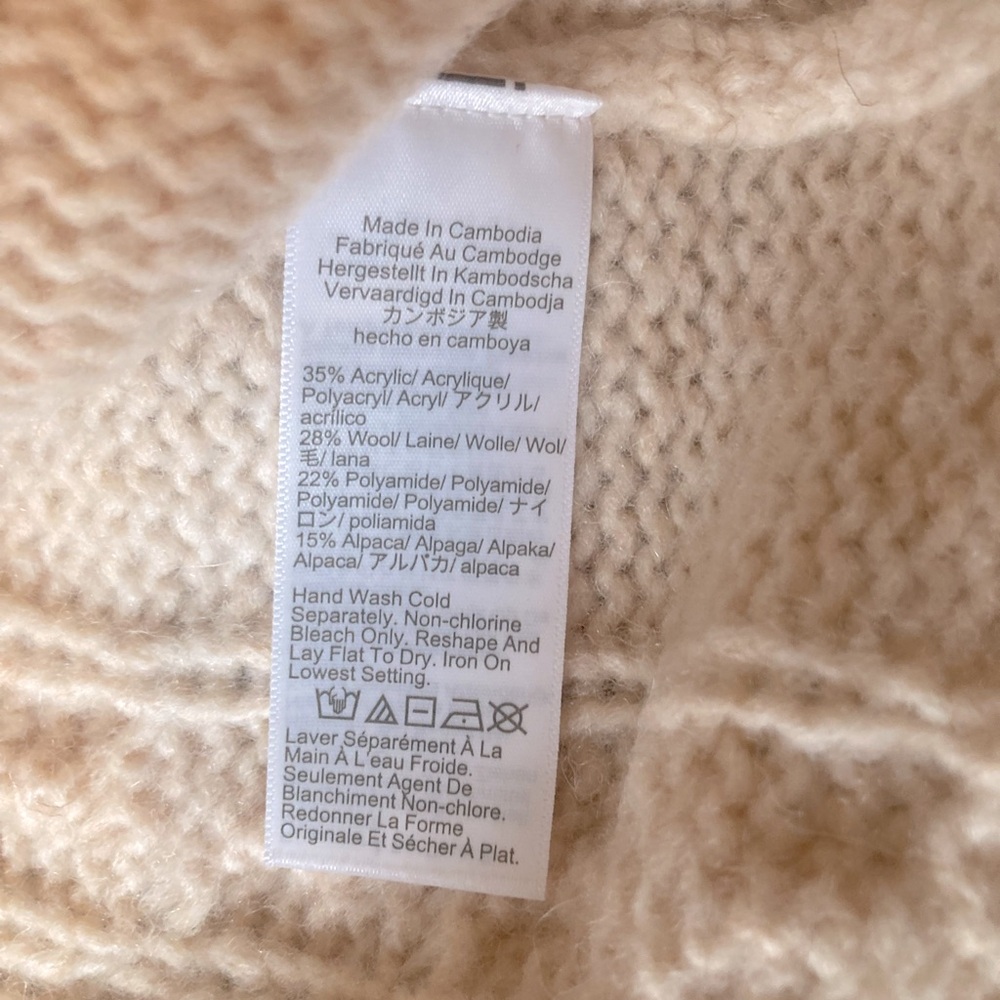 J. Crew 2025 Cable-knit turtleneck cardigan in Cream Size Medium NWOT - Picture 5 of 5